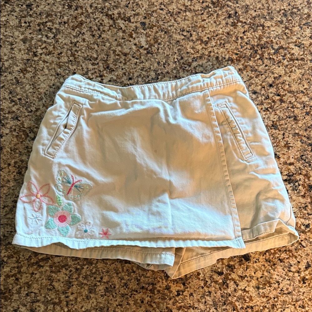 Gymboree Cream Skort with Floral Embroidery
